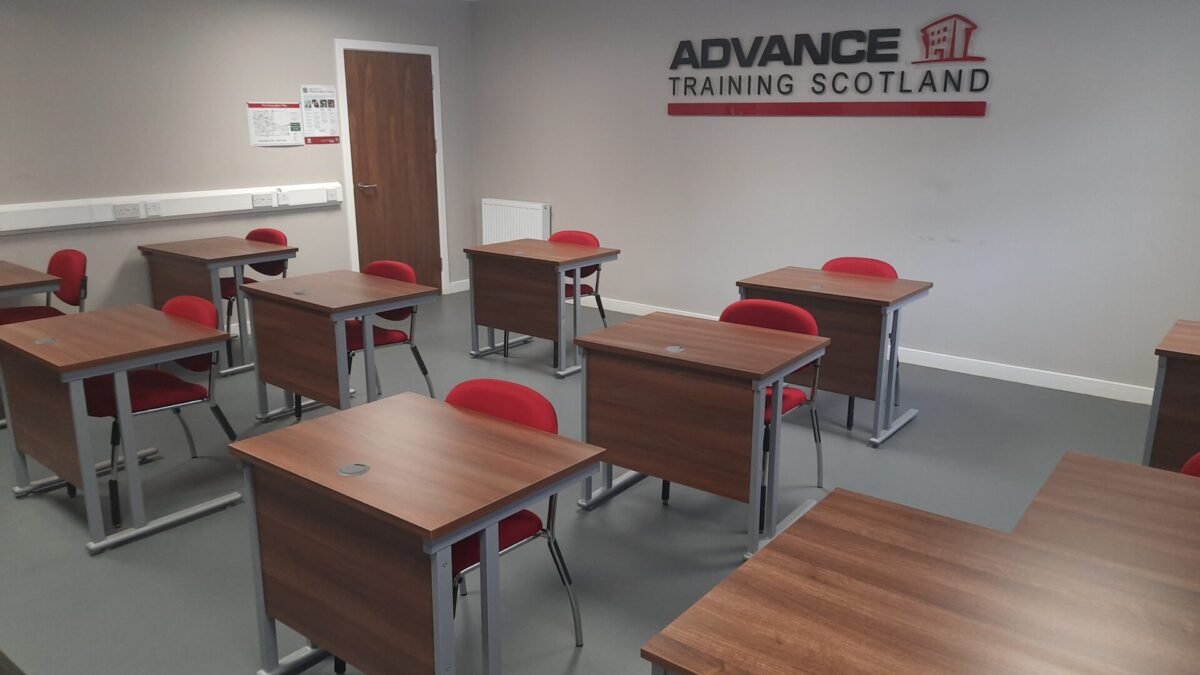 Picture taken of Training Room 3 in Advance Training Scotland